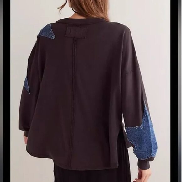 Free People NWT We the Free Star Novelty Tee in Washed Black Combo - xs - Picture 4 of 9